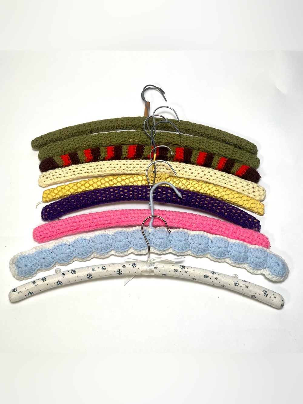 Assorted Kids Crochet Padded Hangers - Pink, Blue, Yellow & More